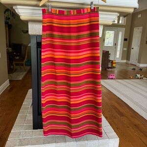 Spenser Jeremy 100% Silk Vintage Stripe Maxi Skirt Size 12
